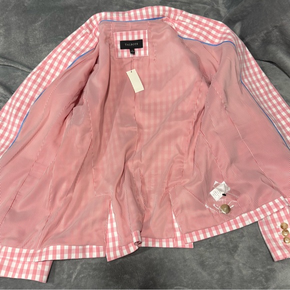 NWT Talbots Pink and White Gingham Blazer - Picture 6 of 8